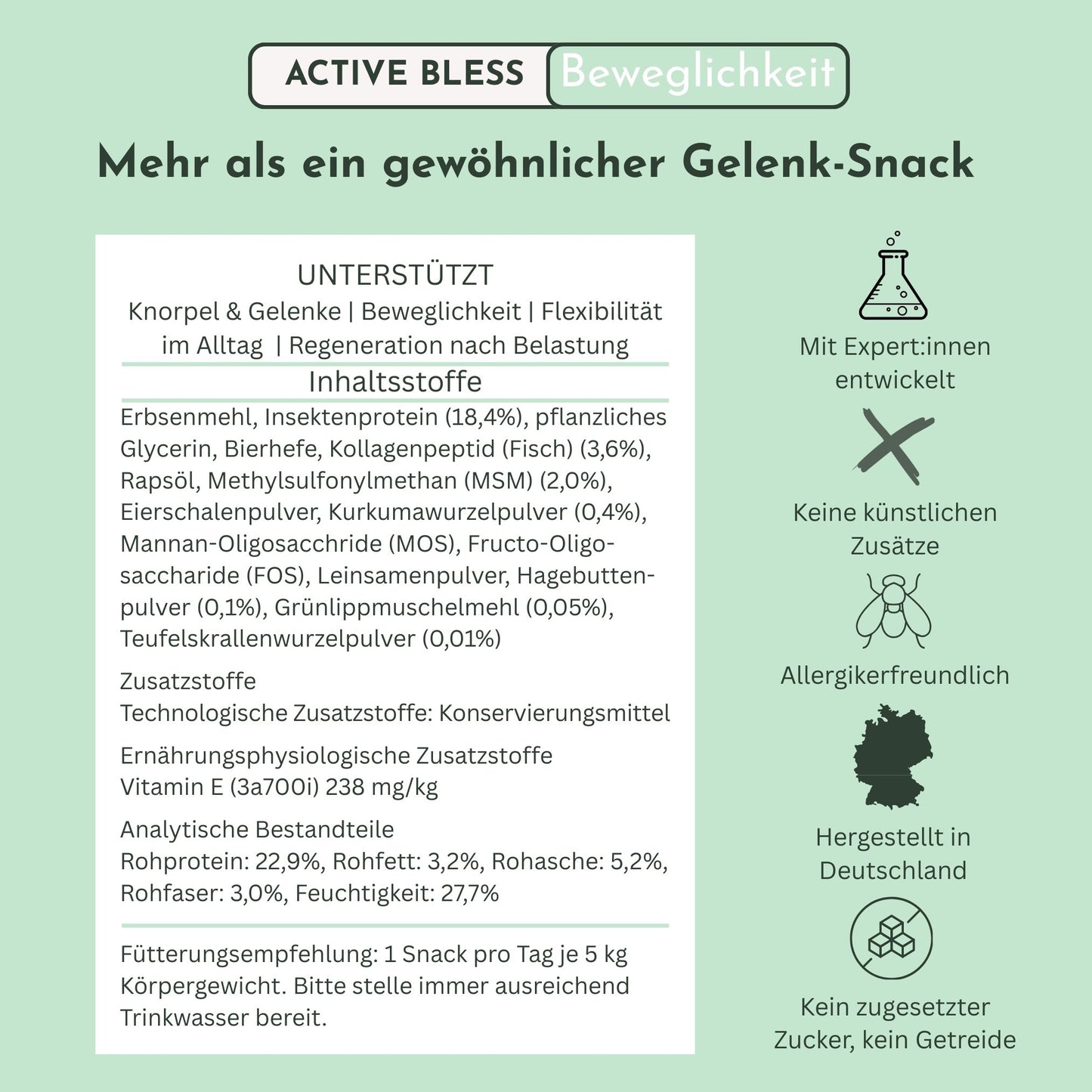 Inhaltsstoff- und Zusatzstoffübersicht zu Active Bless