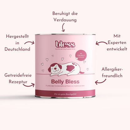 Infografik zur Bless Belly Bless Dose mit Vorteilen