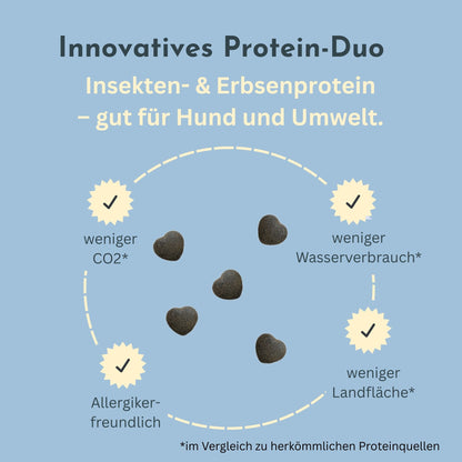 Infografik zum Protein-Duo aus Insekten- und Erbsenprotein