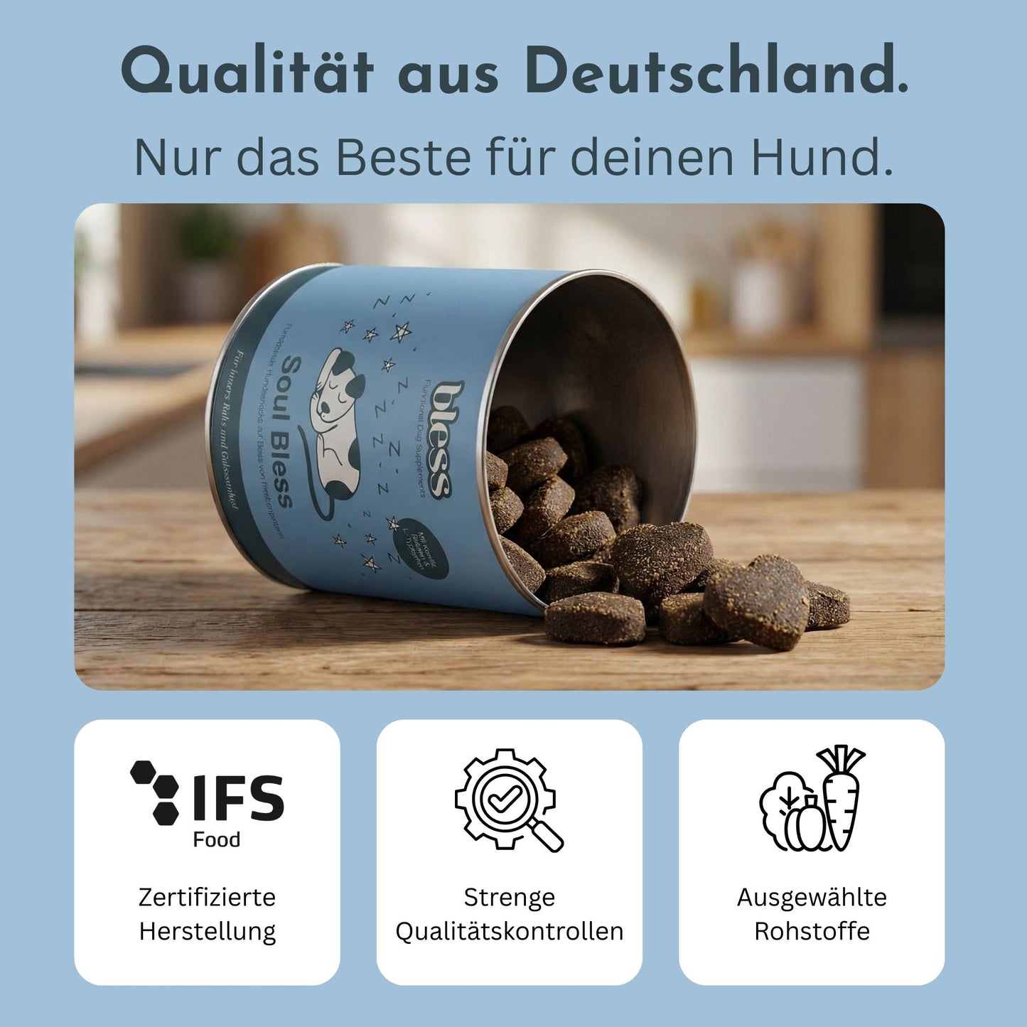 Infografik: Qualität aus Deutschland mit Qualitäts- und Rohstoff-Icons